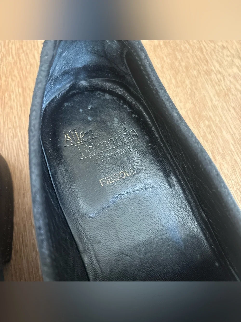 Allen Edmonds Italian Fiesole Men’s 9D Slip-On Black Waxed Leather Loafers